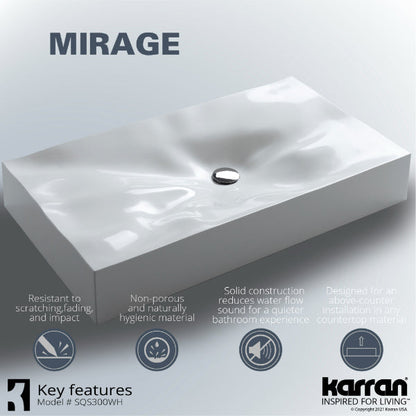 32-1/8" Vessel Quartz Composite Bathroom Sink In White