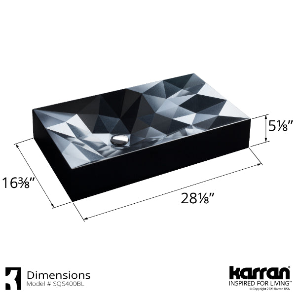 28-1/8" Vessel Quartz Composite Bathroom Sink In Black