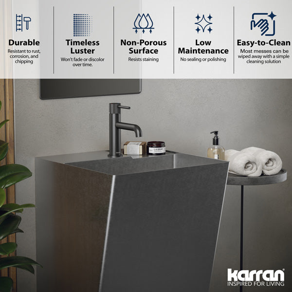 19-3/4" Pedestal Stainless Steel Bathroom Sink In Stainless Steel