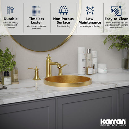 15" Top Mount Stainless Steel Bathroom Sink In Gold