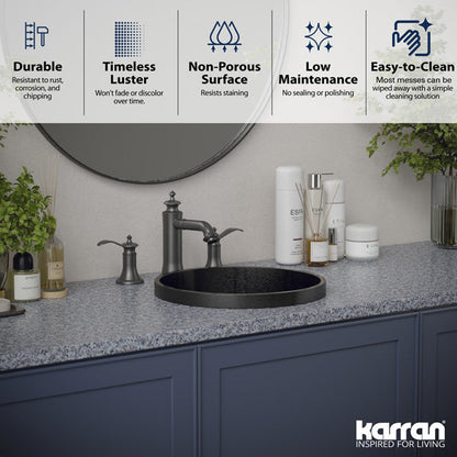 15" Top Mount Stainless Steel Bathroom Sink In Gunmetal Grey