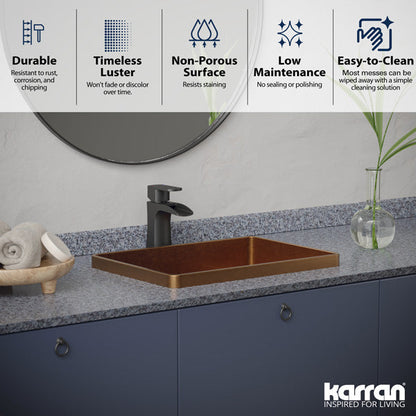 20" Top Mount Stainless Steel Bathroom Sink In Brushed Copper