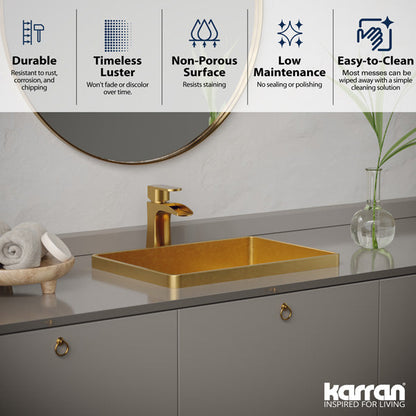 20" Top Mount Stainless Steel Bathroom Sink In Gold