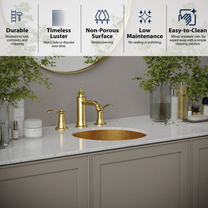 15-3/4" Undermount Stainless Steel Bathroom Sink In Gold