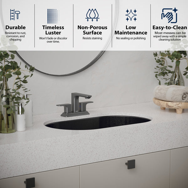 27-1/2" Undermount Stainless Steel Bathroom Sink In Gunmetal Grey