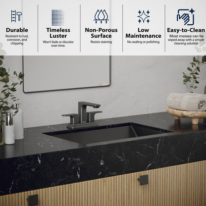 23-5/8" Undermount Stainless Steel Bathroom Sink In Gunmetal Grey