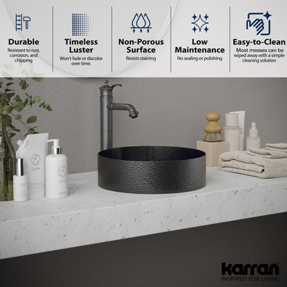 15" Vessel Stainless Steel Bathroom Sink In Gunmetal Grey
