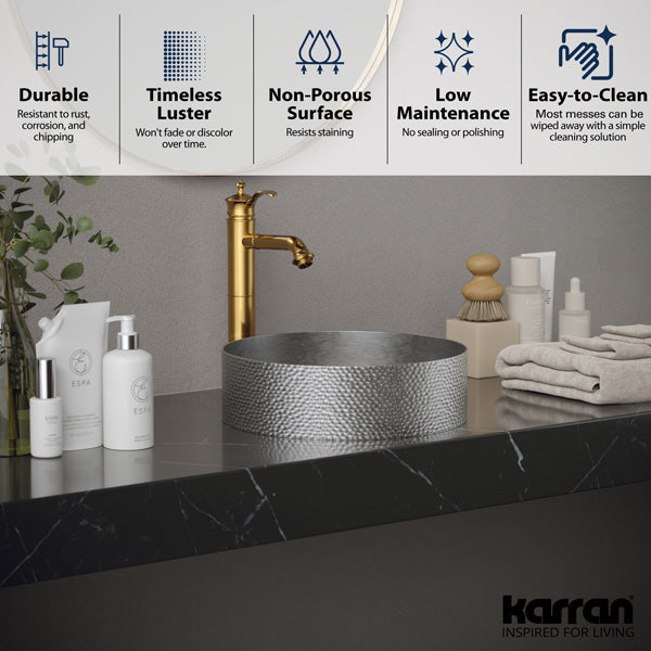15" Vessel Stainless Steel Bathroom Sink In Stainless Steel