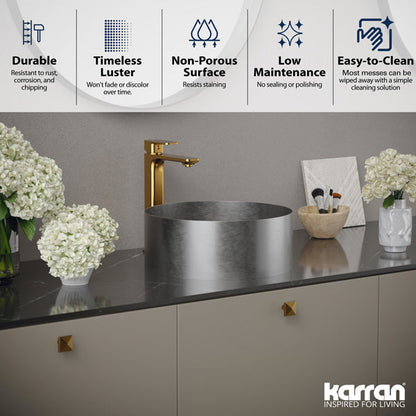 14-1/4" Vessel Stainless Steel Bathroom Sink In Stainless Steel
