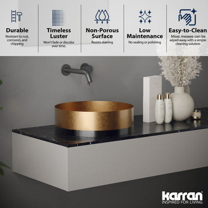 15-3/4" Vessel Stainless Steel Bathroom Sink In Brushed Copper & Gunmetal Grey