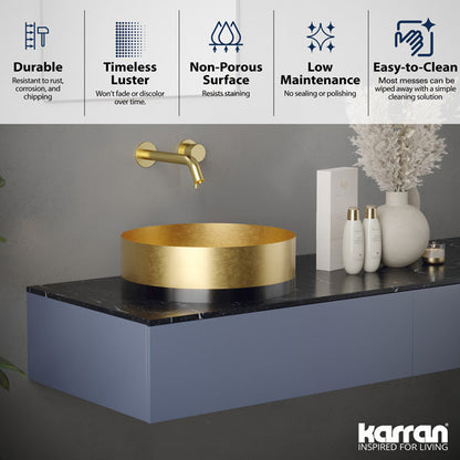 15-3/4" Vessel Stainless Steel Bathroom Sink In Gold & Gunmetal Grey