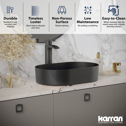 21-5/8" Vessel Stainless Steel Bathroom Sink In Gunmetal Grey