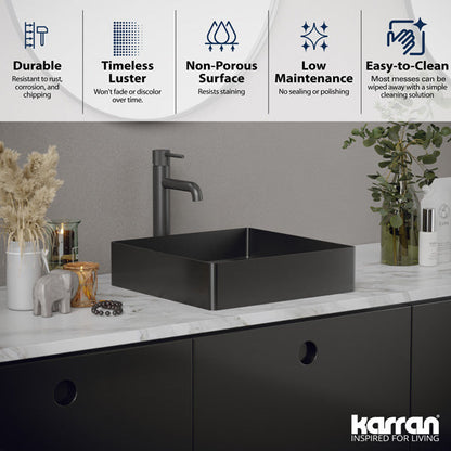 15-3/4" Vessel Stainless Steel Bathroom Sink In Gunmetal Grey