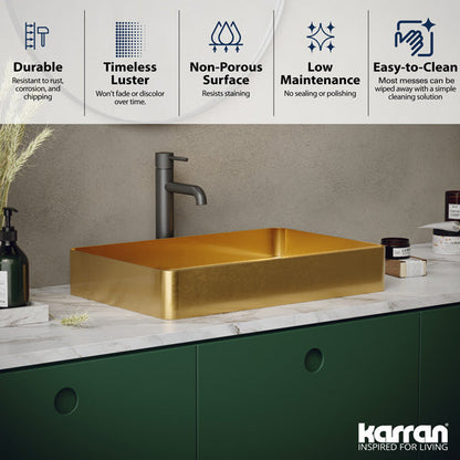 23-5/8" Vessel Stainless Steel Bathroom Sink In Gold