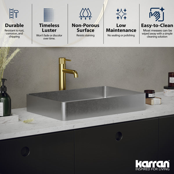 23-5/8" Vessel Stainless Steel Bathroom Sink In Stainless Steel