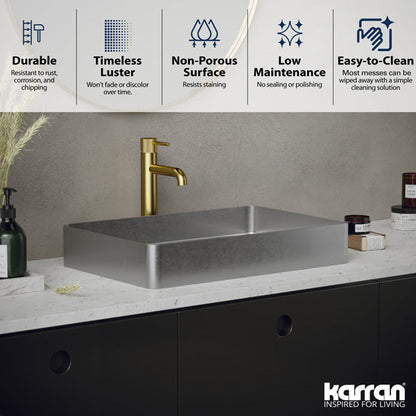 23-5/8" Vessel Stainless Steel Bathroom Sink In Stainless Steel