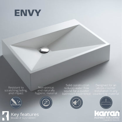 24-1/4" Vessel Quartz Composite Bathroom Sink In White