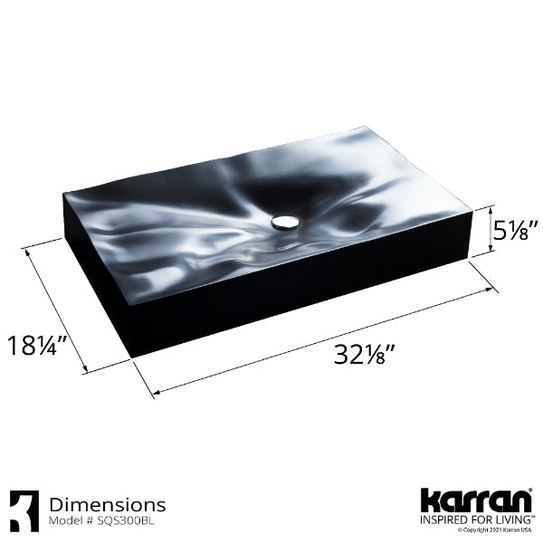 32-1/8" Vessel Quartz Composite Bathroom Sink In Black
