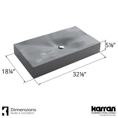 32-1/8" Vessel Quartz Composite Bathroom Sink In Grey