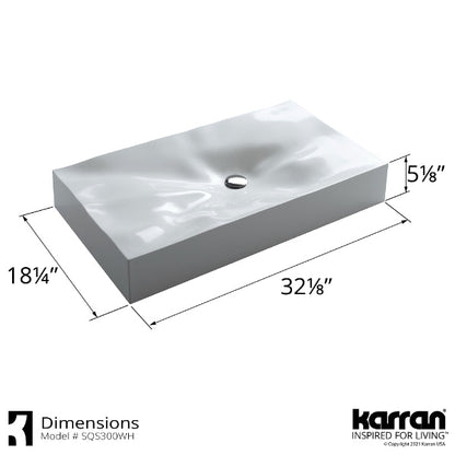32-1/8" Vessel Quartz Composite Bathroom Sink In White