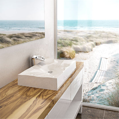 32-1/8" Vessel Quartz Composite Bathroom Sink In White