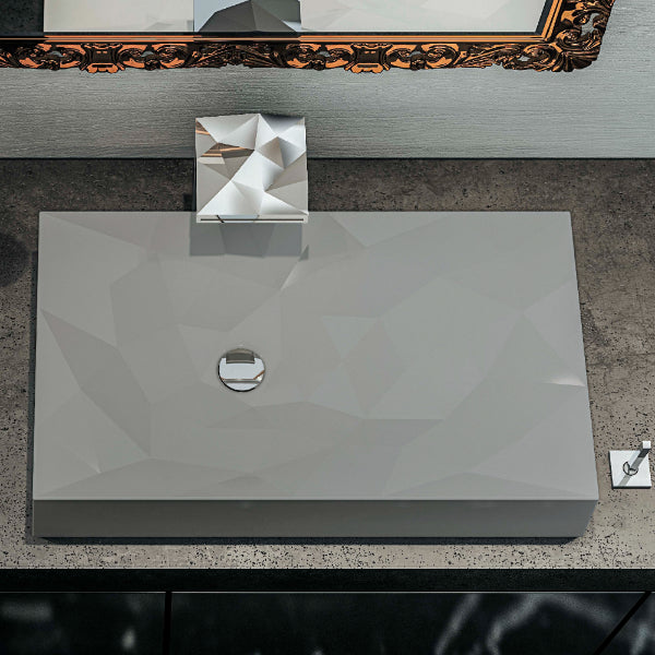 28-1/8" Vessel Quartz Composite Bathroom Sink In Grey