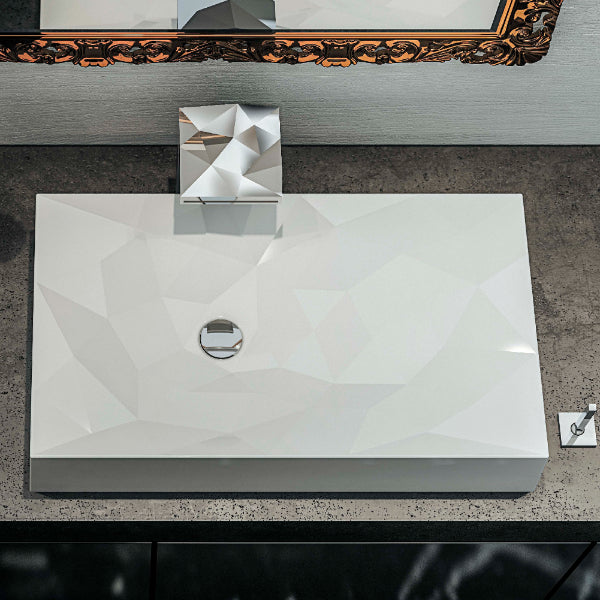 28-1/8" Vessel Quartz Composite Bathroom Sink In White