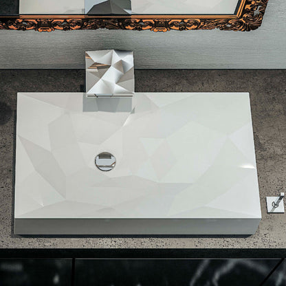 28-1/8" Vessel Quartz Composite Bathroom Sink In White