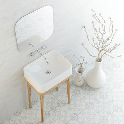 21-1/2" Vessel Quartz Composite Bathroom Sink In White