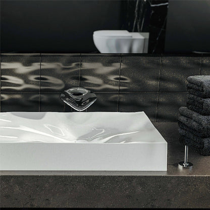 32-1/8" Vessel Quartz Composite Bathroom Sink In White
