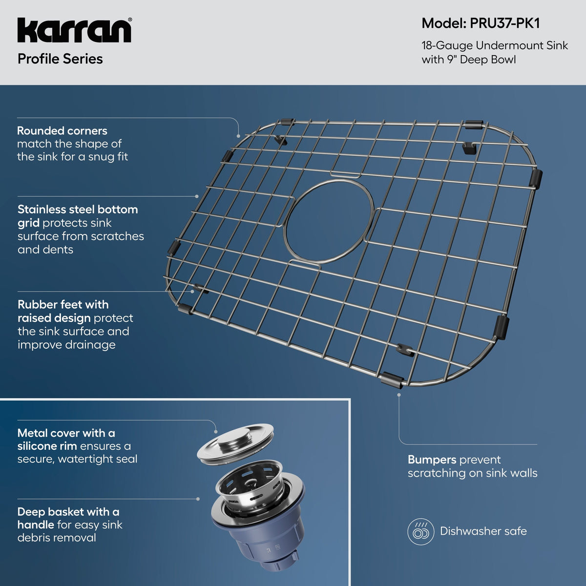 Profile 23" Undermount 18 Gauge Single Bowl Stainless Steel Kitchen Sink with Accessories