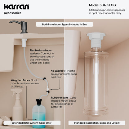 Karran SD45 Soap Dispenser In Spot-Free Gunmetal Grey