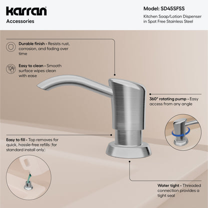 Karran SD45 Soap Dispenser In Spot-Free Stainless Steel