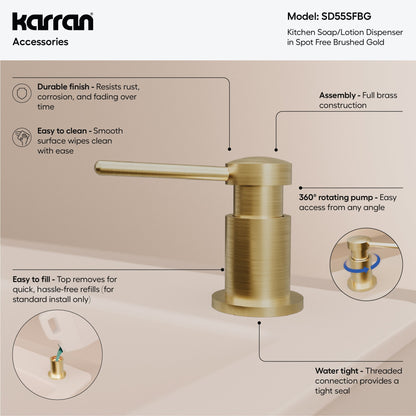 Karran SD55 Soap Dispenser In Spot-Free Brushed Gold