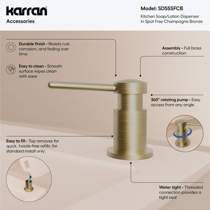 Karran SD55 Soap Dispenser In Spot-Free Champagne Bronze