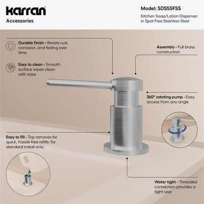 Karran SD55 Soap Dispenser In Spot-Free Stainless Steel