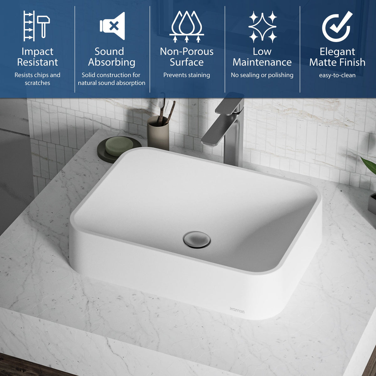 21-1/2" Vessel Quartz Composite Bathroom Sink In White