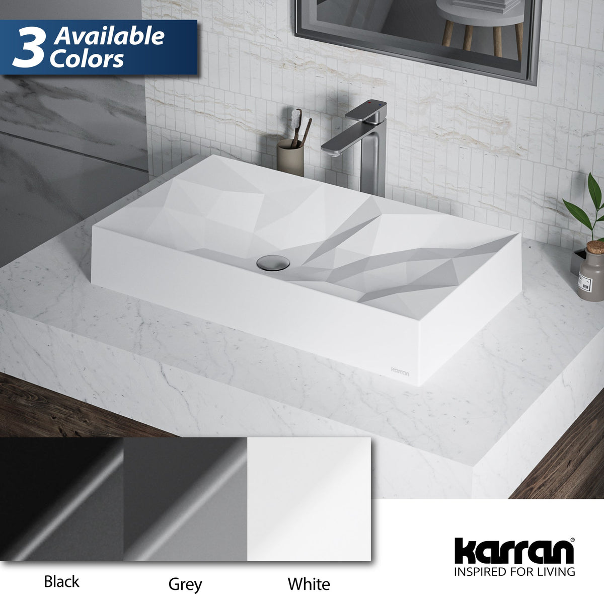 28-1/8" Vessel Quartz Composite Bathroom Sink In White