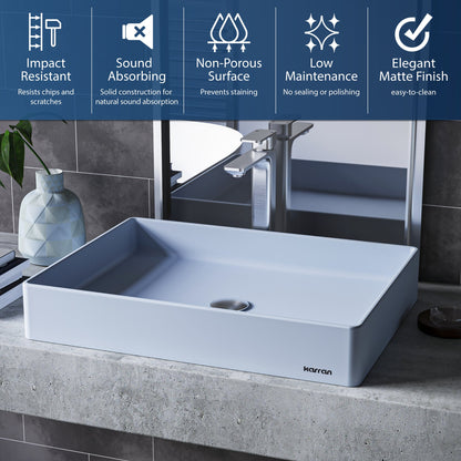 23-5/8" Vessel Quartz Composite Bathroom Sink In Ice Blue