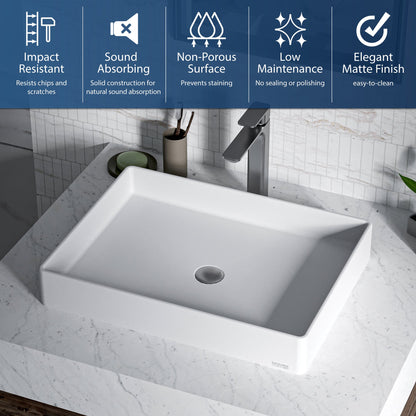 23-5/8" Vessel Quartz Composite Bathroom Sink In White