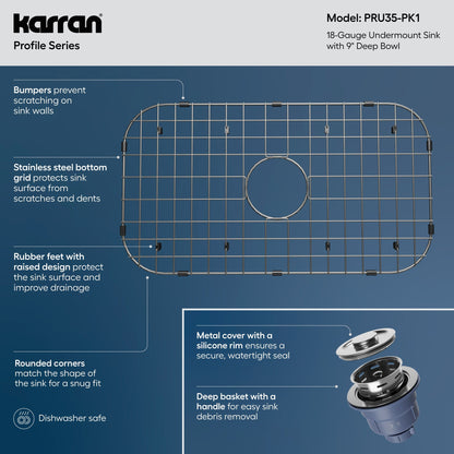Profile 30" Undermount 18 Gauge Single Bowl Stainless Steel Kitchen Sink with Accessories