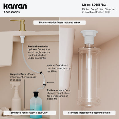 Karran SD55 Soap Dispenser In Spot-Free Brushed Gold