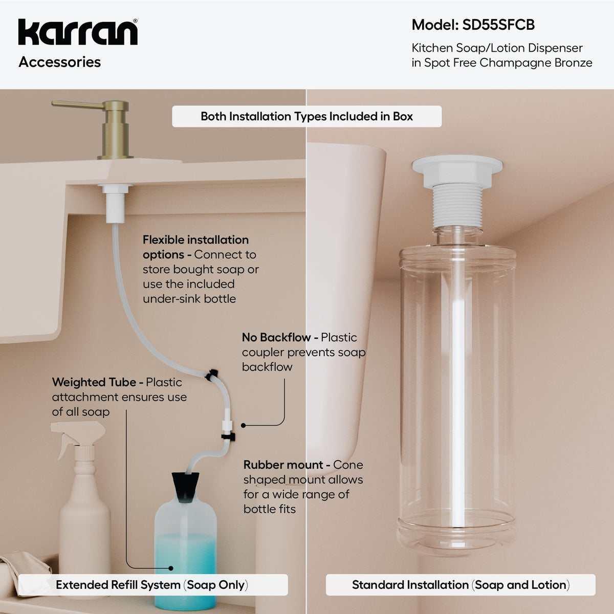Karran SD55 Soap Dispenser In Spot-Free Champagne Bronze