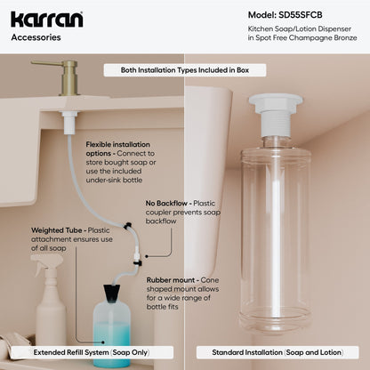 Karran SD55 Soap Dispenser In Spot-Free Champagne Bronze