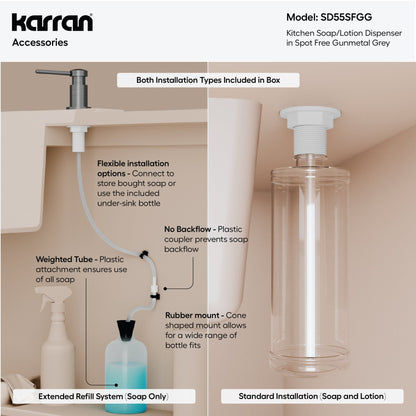 Karran SD55 Soap Dispenser In Spot-Free Gunmetal Grey