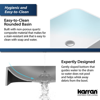 21-1/2" Vessel Quartz Composite Bathroom Sink In Grey