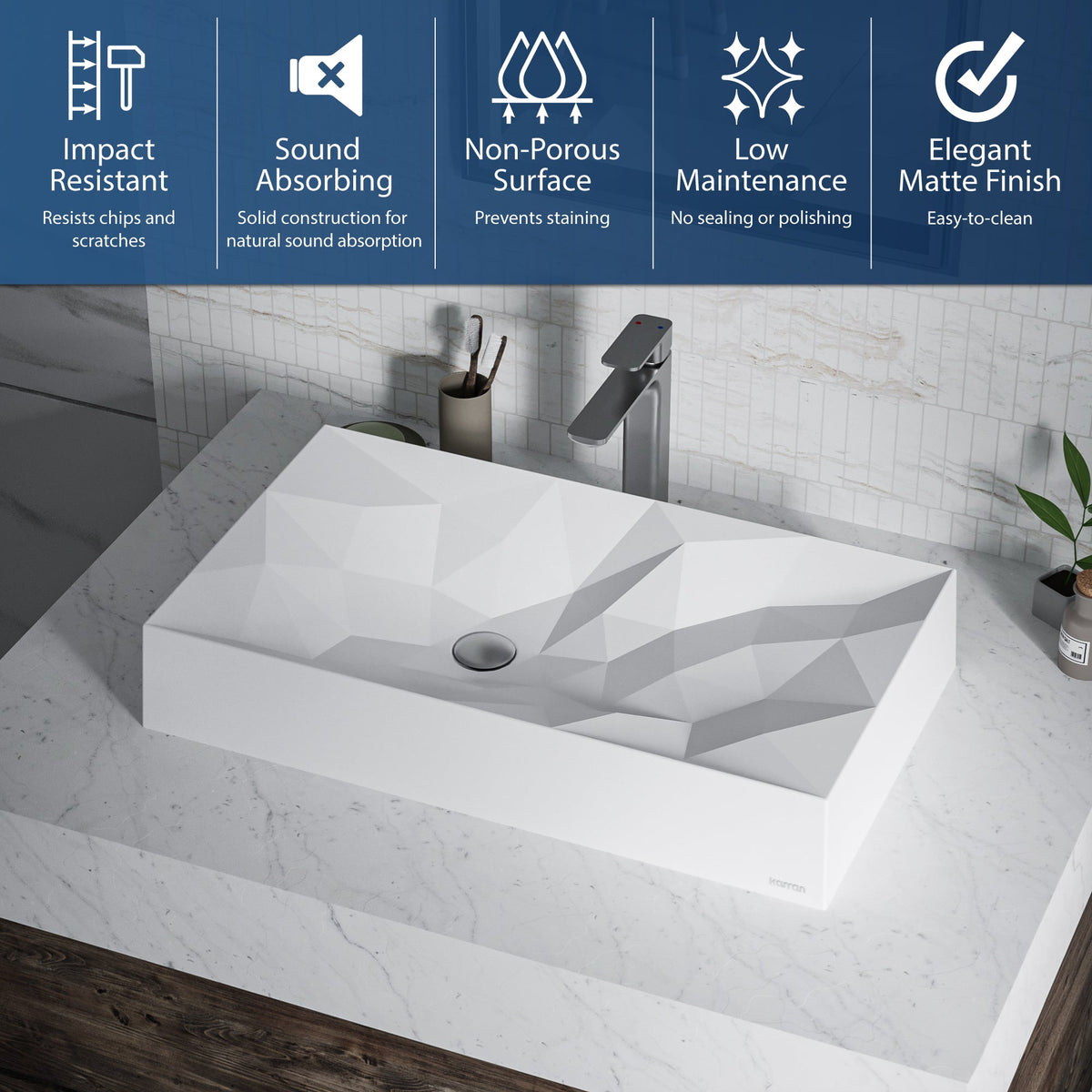 28-1/8" Vessel Quartz Composite Bathroom Sink In White