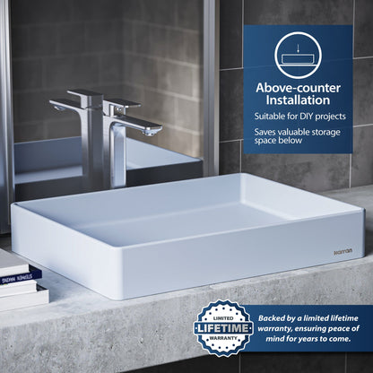 23-5/8" Vessel Quartz Composite Bathroom Sink In Ice Blue