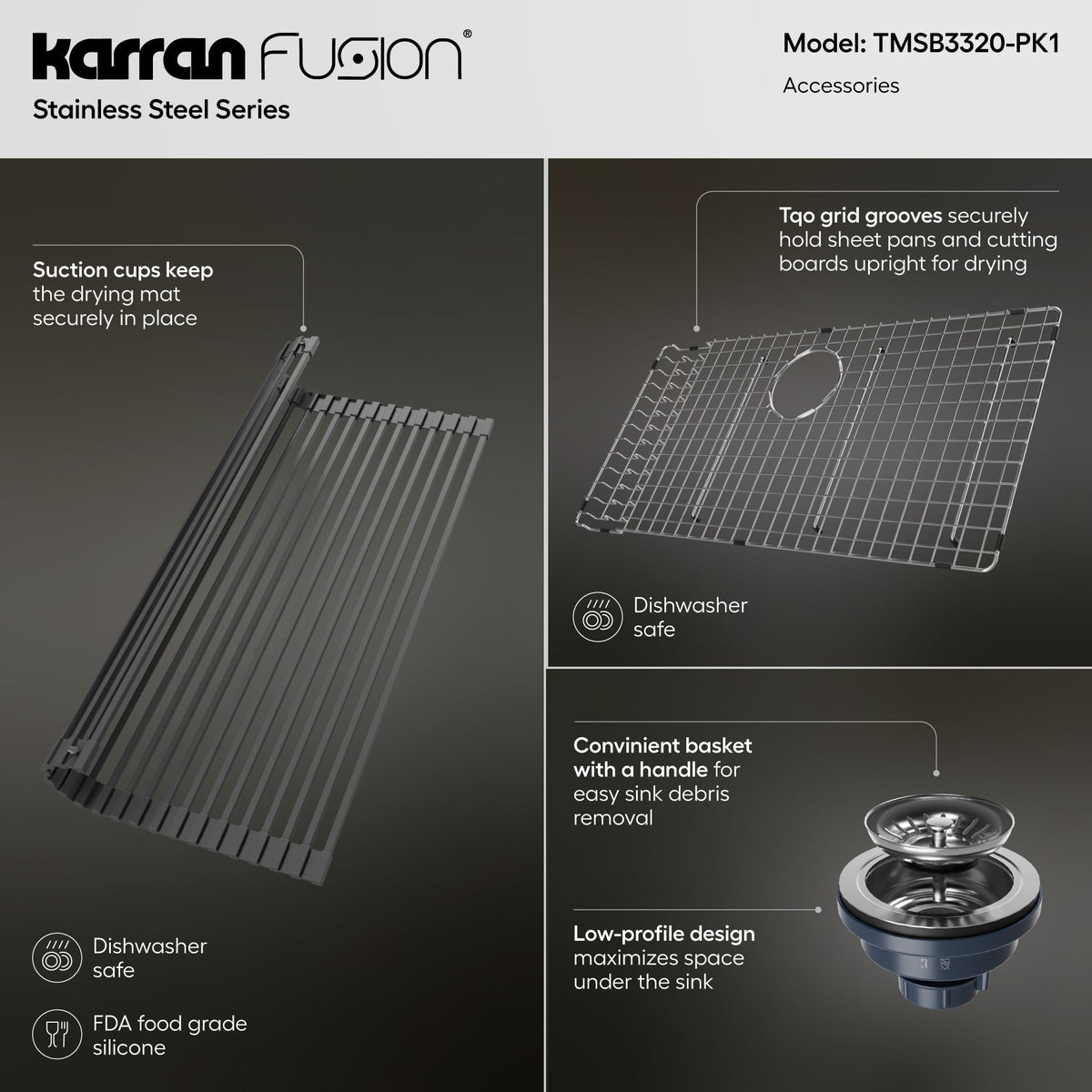 Fusion 33" Top Mount 18 Gauge Single Bowl Stainless Steel Sink with Accessories