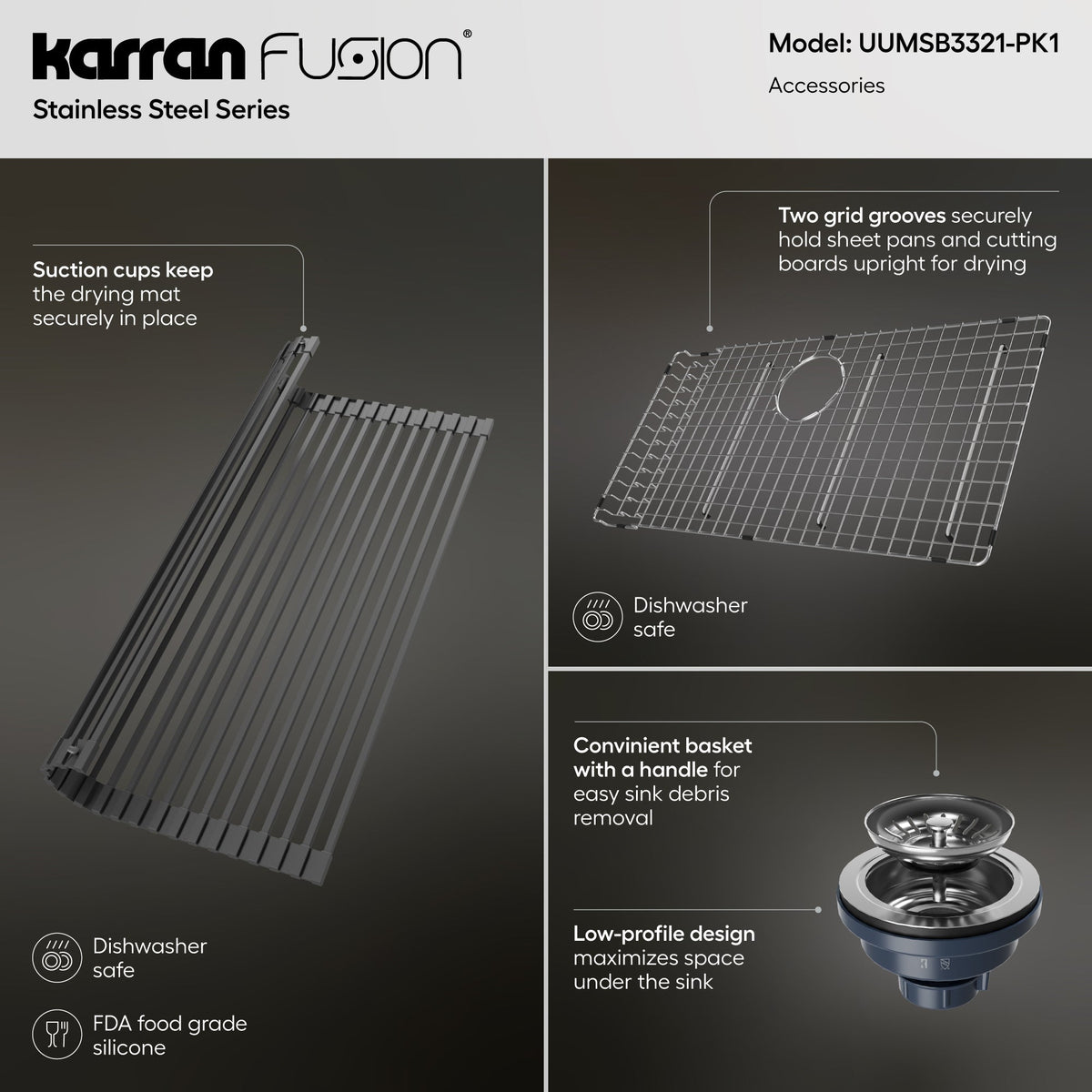 Fusion 33" Undermount 18 Gauge Single Bowl Stainless Steel Sink with Accessories